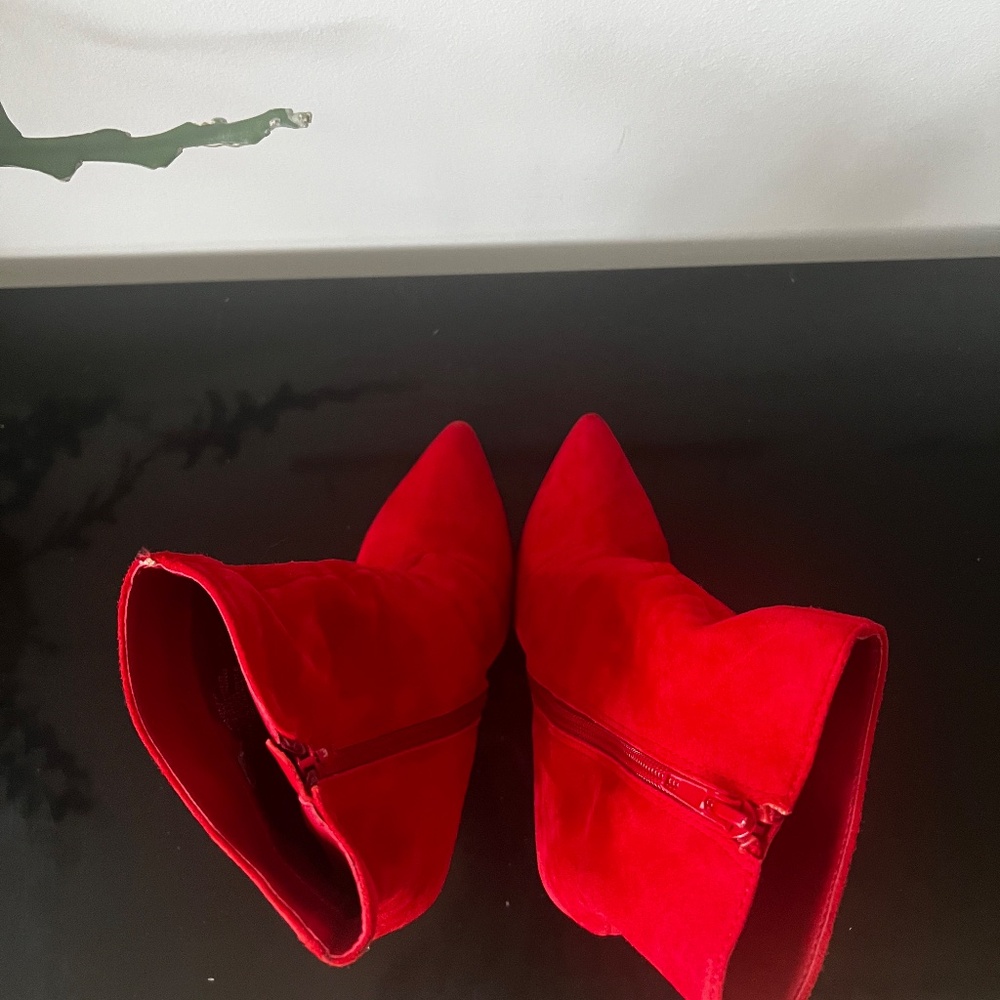 Red Suede Booties - image 3
